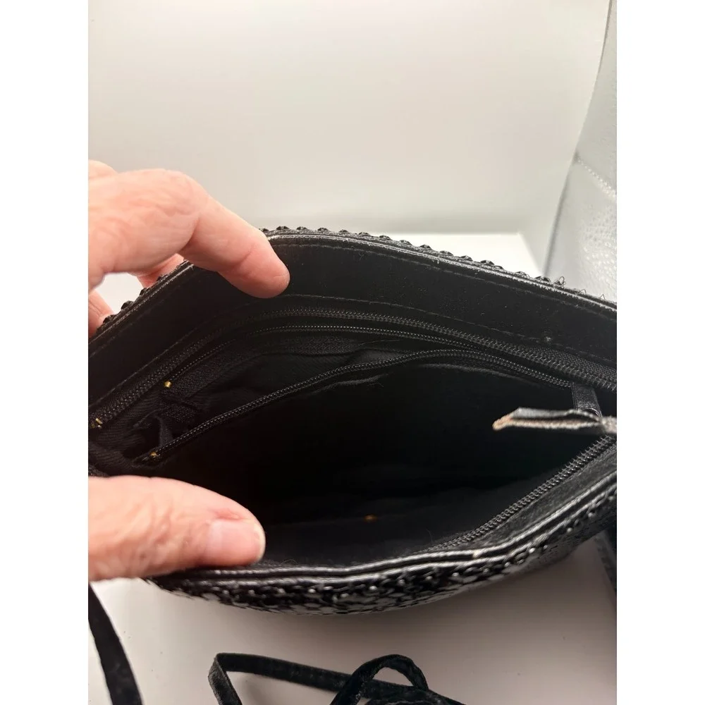 Vintage Starbags Black‎ Metallic Mesh Evening Bag with Coin Purse, leather strap